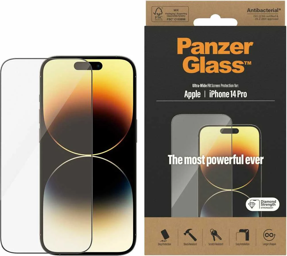 Panzer Glass PanzerGlass | Ekrano apsauga | Apple | iPhone 14 Pro | Stiklas | Skaidrus | Itin platus pritaikymas
