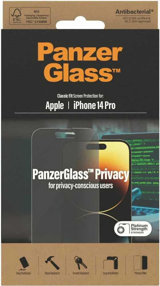 Panzer Glass PanzerGlass | Ekrano apsauga | Apple | iPhone 14 Pro | Stiklas | Juodas | Classic Fit | Privatumas