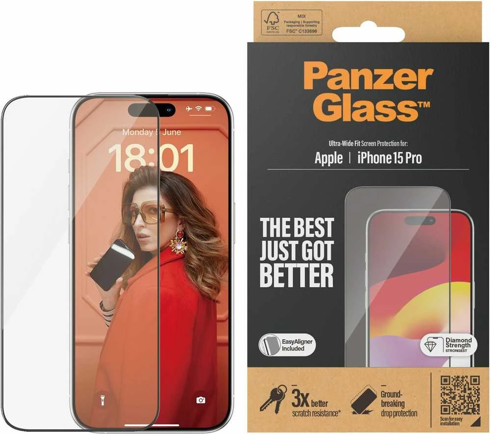 Panzer Glass PanzerGlass | Ekrano apsauga | Apple | iPhone 15 Pro | Stiklas | Išvalyti | Lengvas montavimas; Atsparus pirštų atspaudams; Apsaugo nuo pageltimo | Itin platus pritaikymas