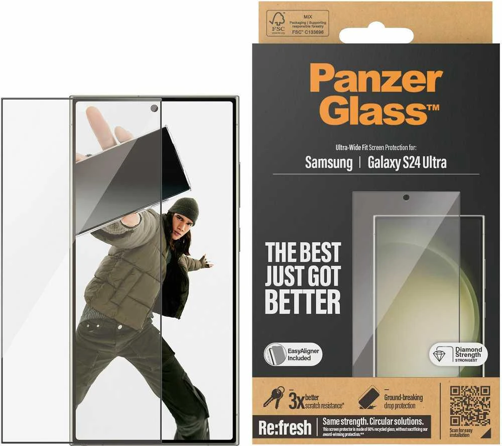 Panzer Glass PanzerGlass ekrano apsauga, skirta Samsung Galaxy S24 Ultra 5G dėklui, draugiška (skaidri)
