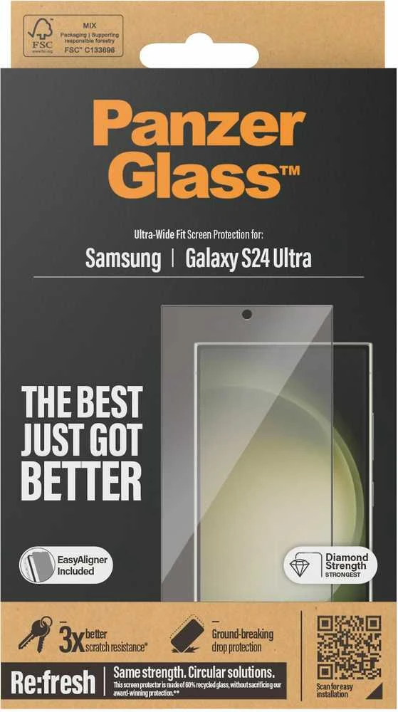 Panzer Glass PanzerGlass ekrano apsauga, skirta Samsung Galaxy S24 Ultra 5G dėklui, draugiška (skaidri)