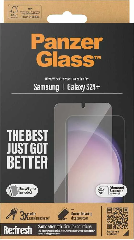 Panzer Glass PanzerGlass ekrano apsauga, skirta Samsung Galaxy S24+ 5G dėklui, draugiška (skaidri)