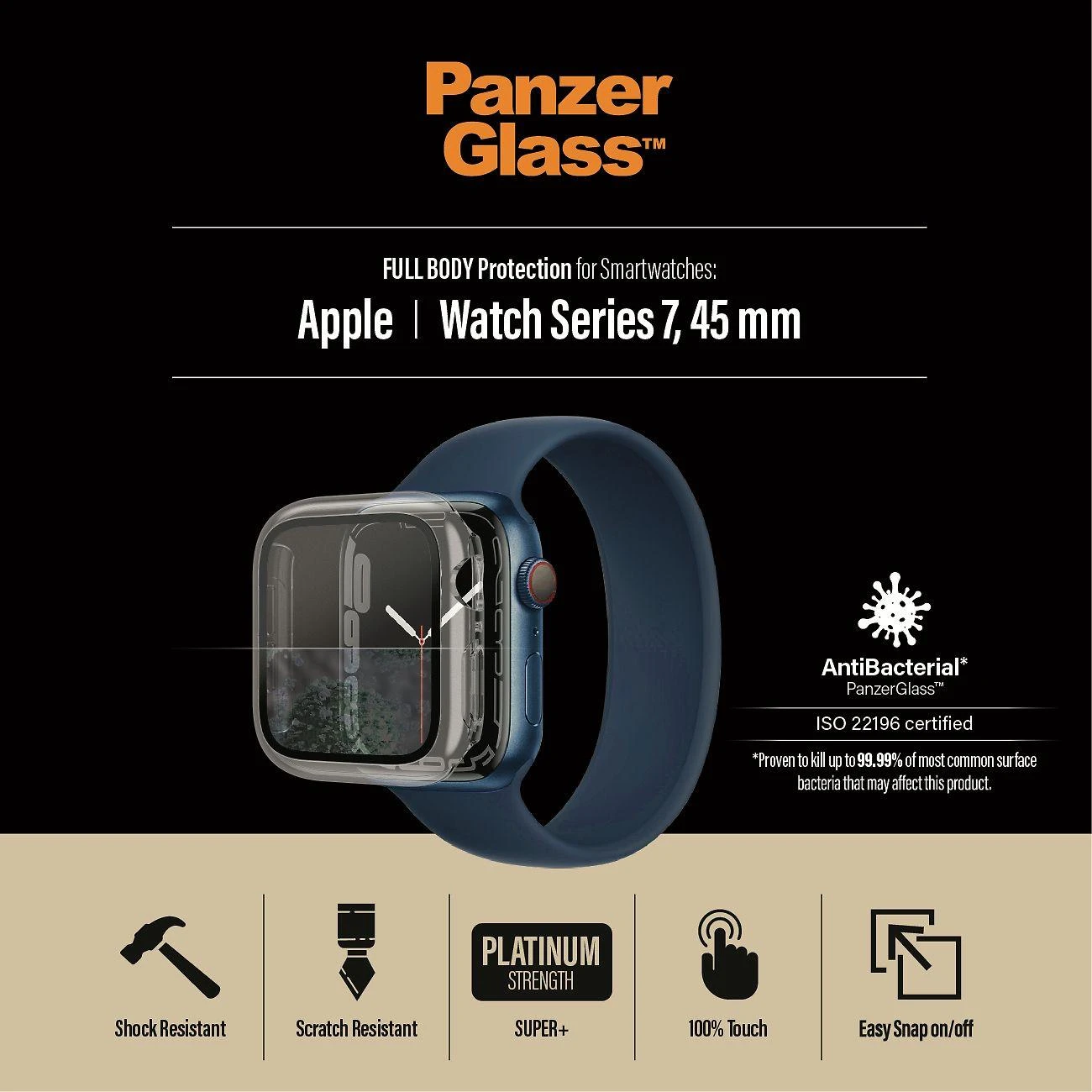 Panzer Glass PanzerGlass Viso korpuso Apple Watch 7 45mm ekrano apsauga, Skaidrus