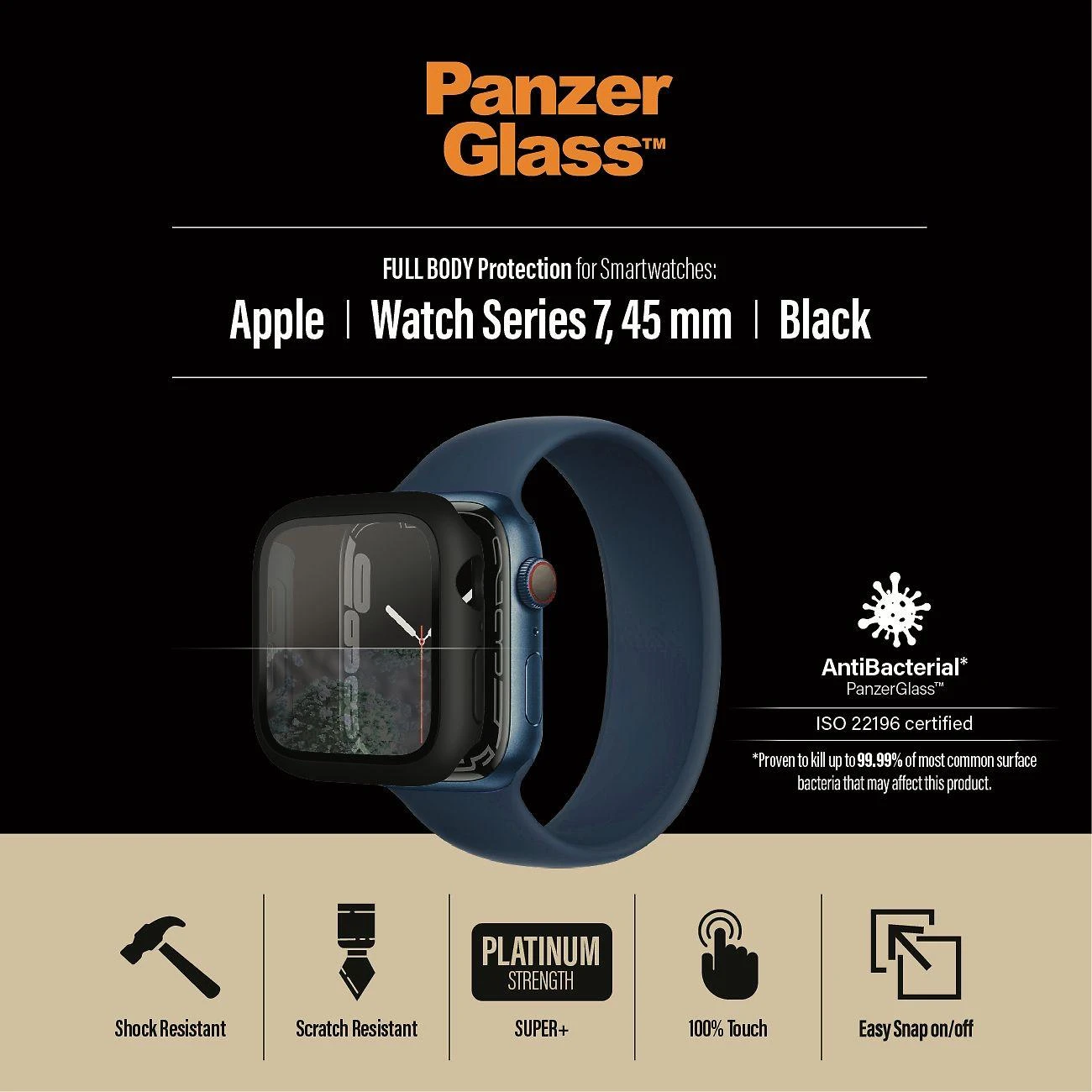 Išmaniojo laikrodžio Apple Watch 7 apsauginis ekrano rėmelis, Juodos spalvos, 45mm