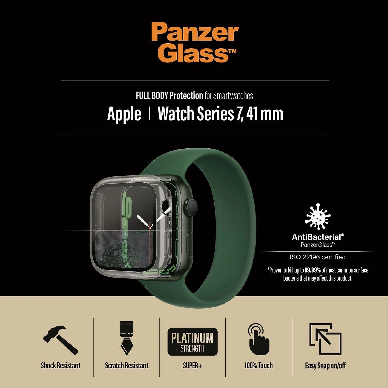 Panzer Glass PanzerGlass Viso korpuso Apple Watch 7 41mm ekrano apsauga, Skaidrus