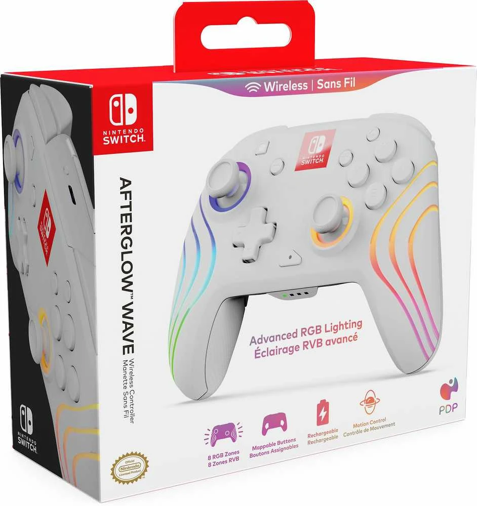 PDP belaidis valdiklis „Afterglow Wave Nintendo Switch“, baltas