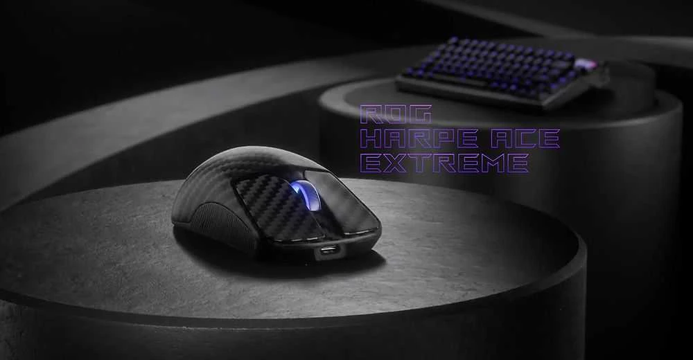 Pelė Myszka žaidimams Asus ROG Harpe Ace Extreme belaidė 42000 dpi optinė juoda