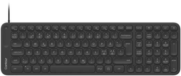 Klaviatūra Contour Balance Mid-Size su laidu Układ Pan Nordic Juoda (CDKBBALPN21600)