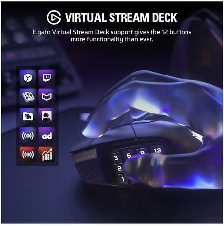 CORSAIR SCIMITAR ELITE WIRELESS SE Pelė žaidimams Gun metal 33000 DPI Optinė