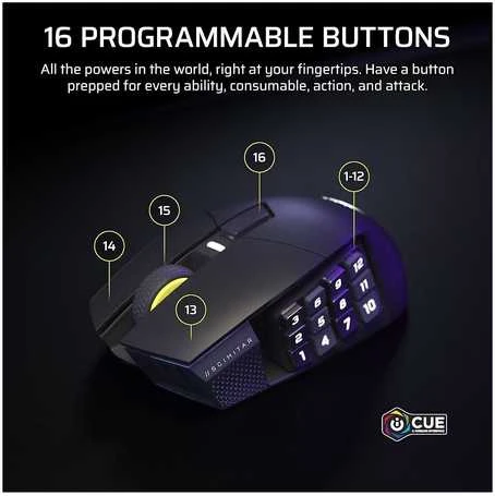 CORSAIR SCIMITAR ELITE WIRELESS SE Pelė žaidimams Gun metal 33000 DPI Optinė