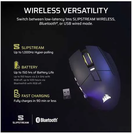 CORSAIR SCIMITAR ELITE WIRELESS SE Pelė žaidimams Gun metal 33000 DPI Optinė