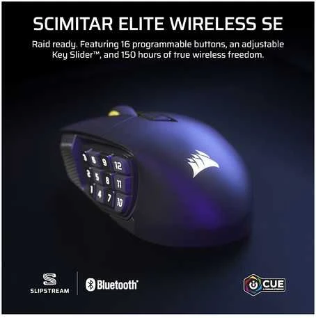 CORSAIR SCIMITAR ELITE WIRELESS SE Pelė žaidimams Gun metal 33000 DPI Optinė