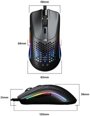 Glorious Model O 2 Mini žaidimų pelė, RGB – juodos spalvos