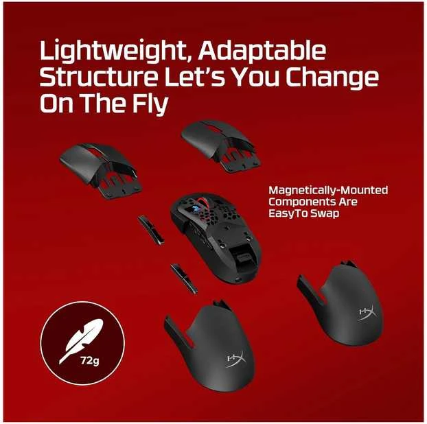 Hewlett Packard (HP) HyperX Pulsefire Saga Wireless – žaidimų pelė (juoda) – pelė