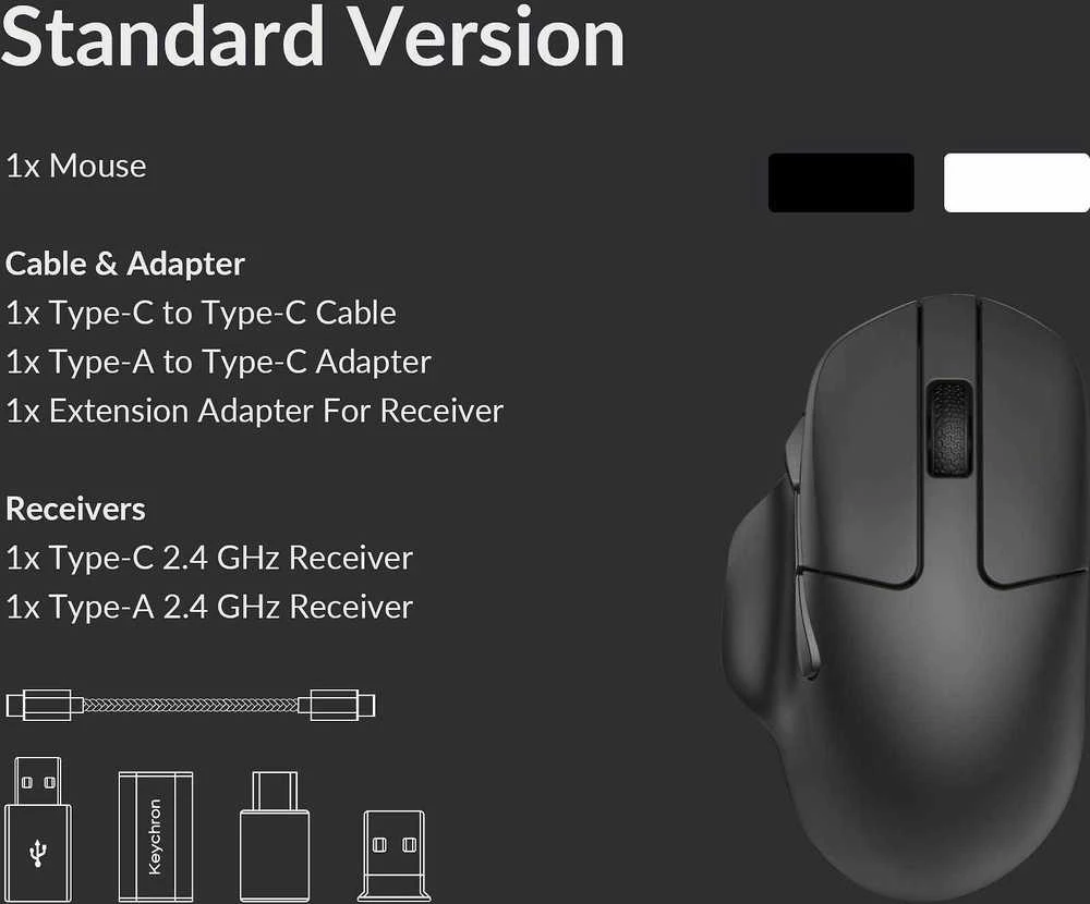 Keychron M7 Wireless Juodas (Juoda) Belaidė Žaidimų Pelė
