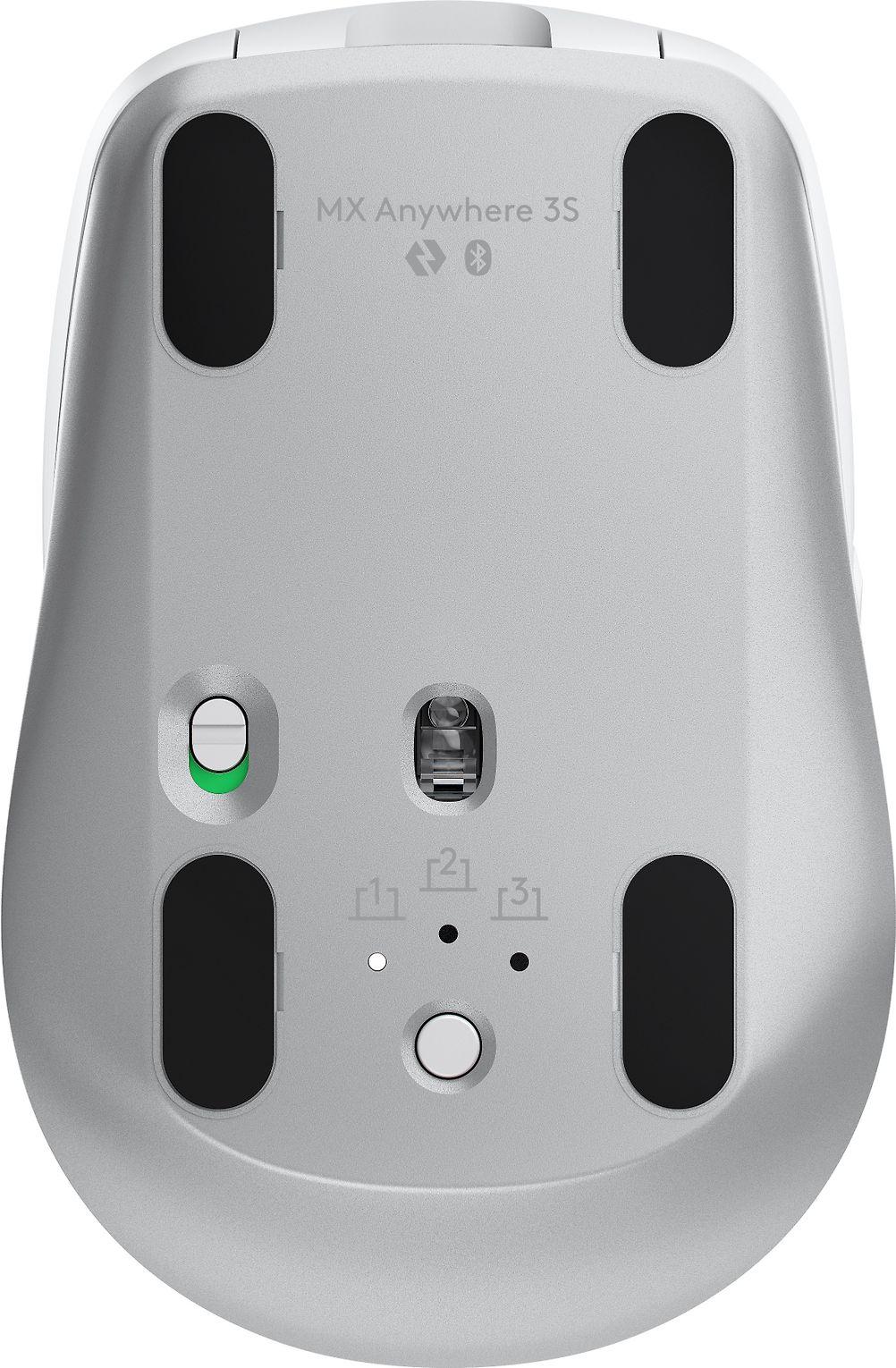 Belaidė pelė Logitech MX Anywhere 3S - RF belaidė + Bluetooth, lazerinis, 8000 DPI, Pale Pilkas (Baltas)