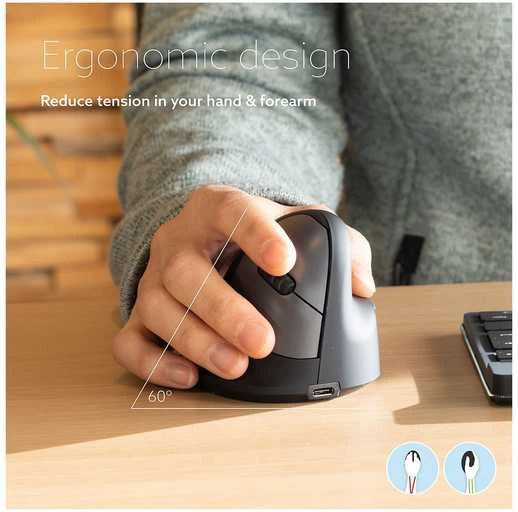 Pelė R-Go HE Break -ergonominen hiiri, BT, M-koko, oikealle kädelle