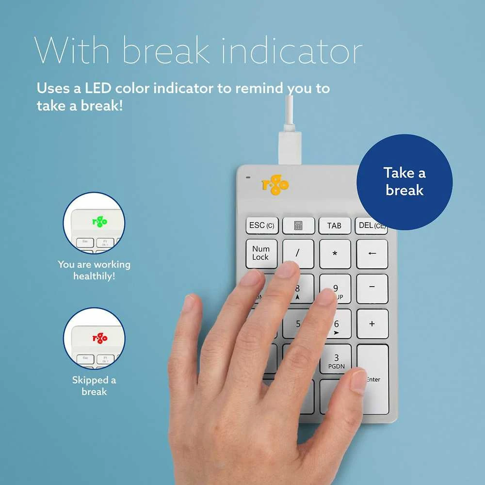 R-GO TOOLS NUMPAD BREAK Baltas - BLUETOOTH SKAITMENINĖ Klaviatūra