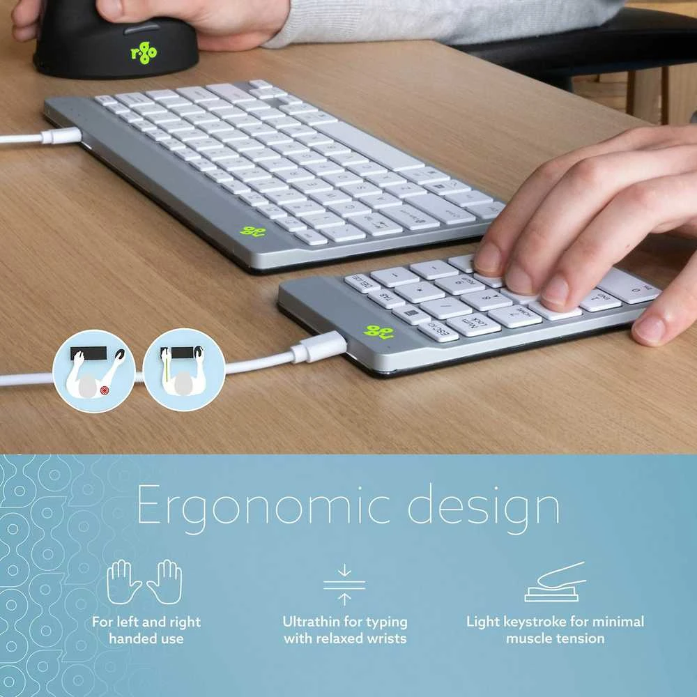 R-GO TOOLS NUMPAD BREAK Baltas - BLUETOOTH SKAITMENINĖ Klaviatūra