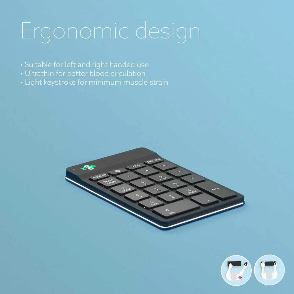 Klaviatūra R Go Tools R-GO NUMPAD BREAK ERGONOMIC - NUMERIC WIRELESS KEYPAD Juodas