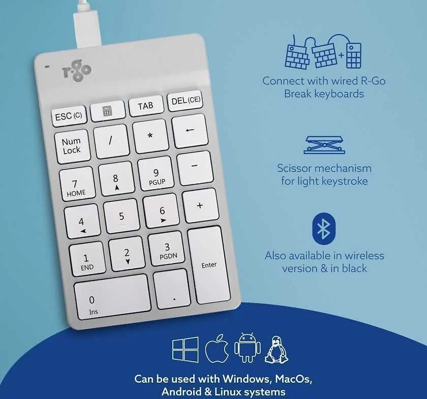 Carruzzo R-GO TOOLS SKAITMENINĖ KLAVIATŪRA SU Baltas LAIDU
