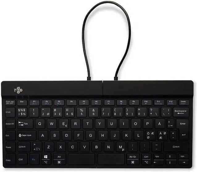 R-Go Tools Ergonomiška klaviatūra R-Go Split Break su stabdžių programine įranga, ergonomiška padalinta klaviatūra, QWERTY (NORDIC), Bluetooth, juodas, belaidis, Bluetooth, žirklinio mygtuko jungiklis, QWERTY, Juodas