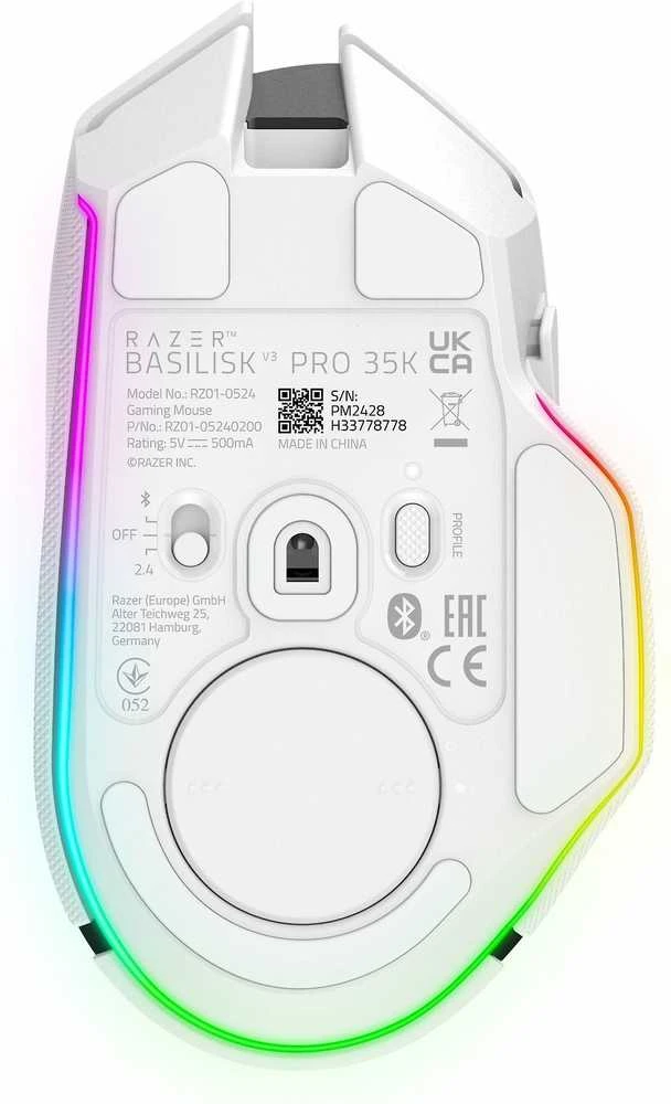 Razer | Pelė žaidimams | Basilisk V3 Pro 35K | Optinė pelė | Wireless | Baltas | Yes