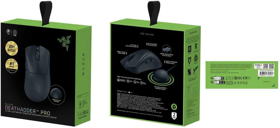 Pelė Myszka žaidimams Razer DeathAdder V4 belaidė 45000 dpi optinė juoda