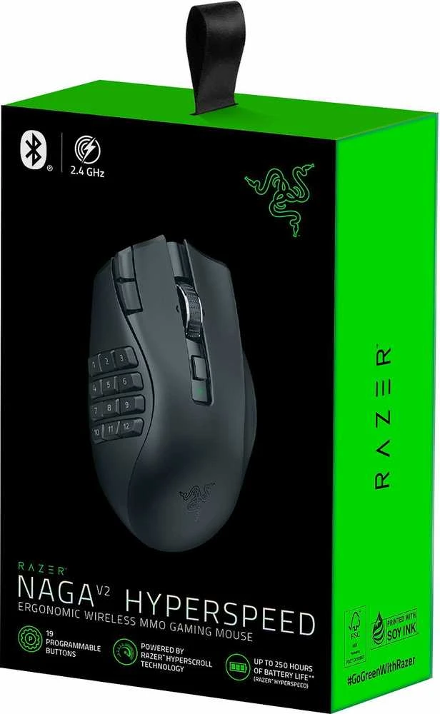 Razer | Naga V2 HyperSpeed | Wireless | Pelė žaidimams | 2.4GHz, Bluetooth | Juodas | No