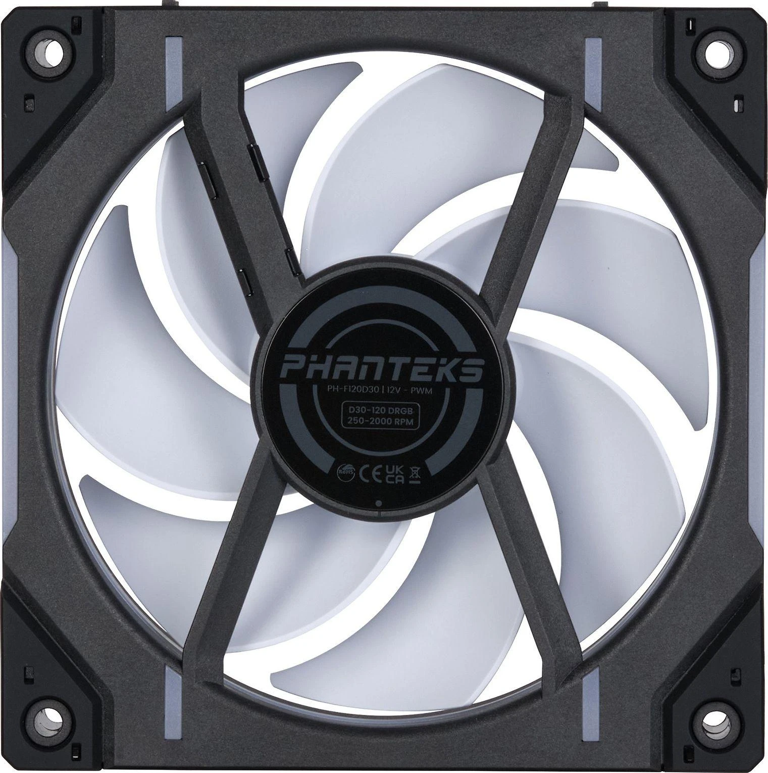 PHANTEKS D30 PWM reguliarus oro srautas D-RGB - 120mm, juoda