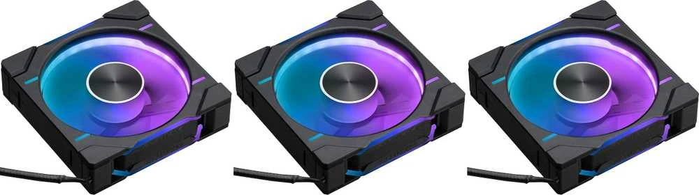 PHANTEKS D30 PWM Reverse Airflow D-RGB, 3-pack - 120mm, juoda