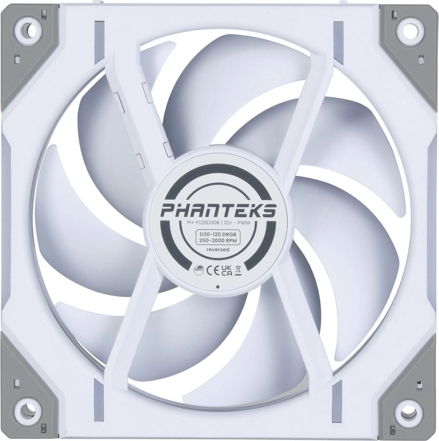 PHANTEKS D30 PWM Atbulinis oro srautas D-RGB - 120mm, balta
