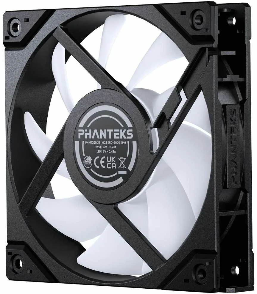 PHANTEKS M25 Gen2 PWM D-RGB korpuso ventiliatorius, 3er-Pack – Reverse Blade, 120mm, juodos spalvos