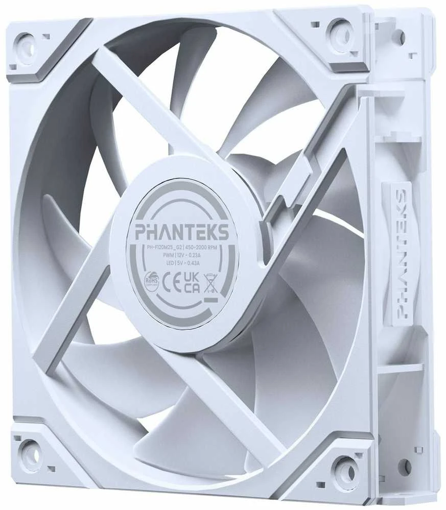 PHANTEKS M25 Gen2 PWM D-RGB korpuso ventiliatorius, 3er-Pack – Reverse Blade, 120mm, baltos spalvos