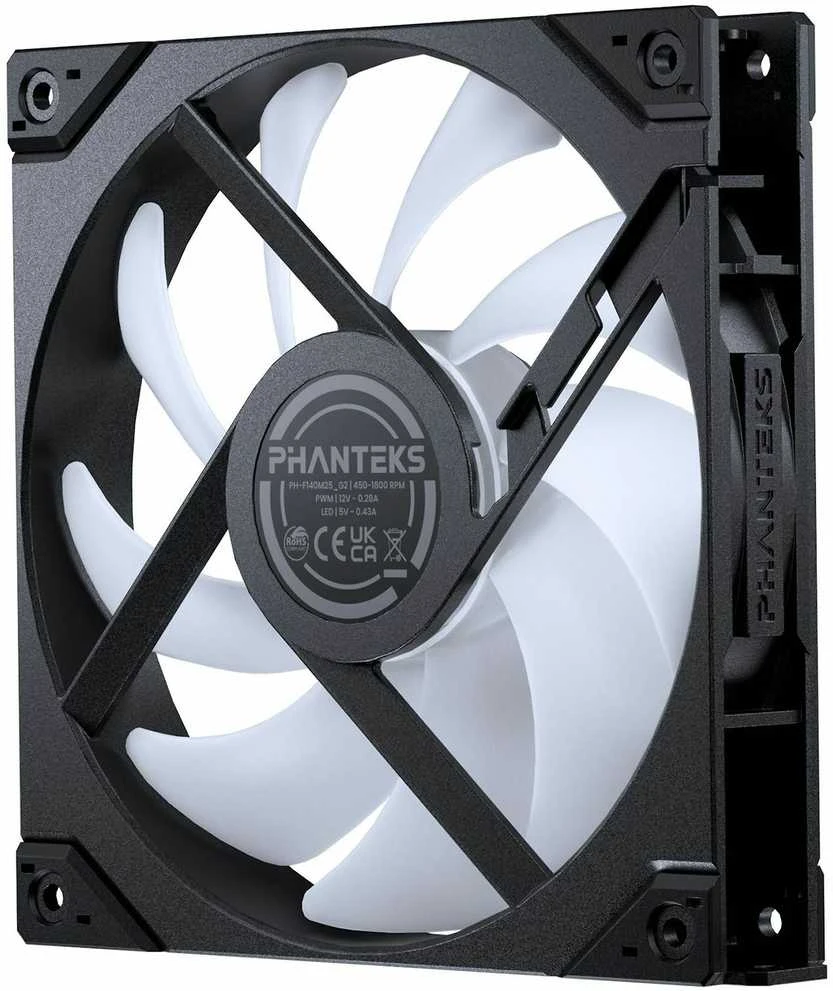 PHANTEKS M25 Gen2 PWM D-RGB korpuso ventiliatorius – Reverse Blade, 140mm, baltos spalvos