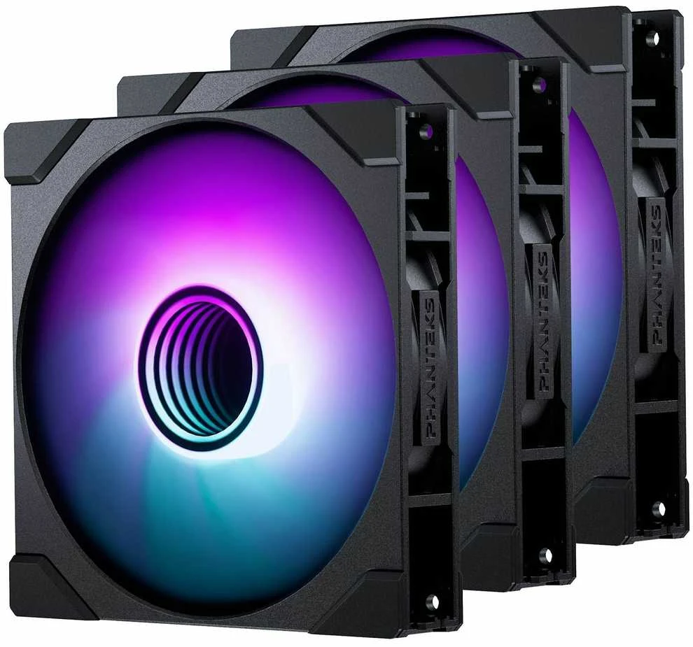PHANTEKS M25 Gen2 PWM D-RGB korpuso ventiliatorius, 3er-Pack – 140mm, juodos spalvos