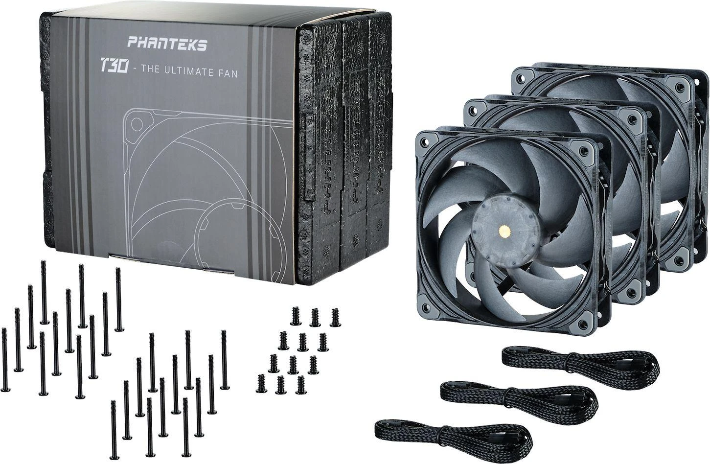 PHANTEKS T30 PWM 120mm Fan, Triple-Pack – juodas