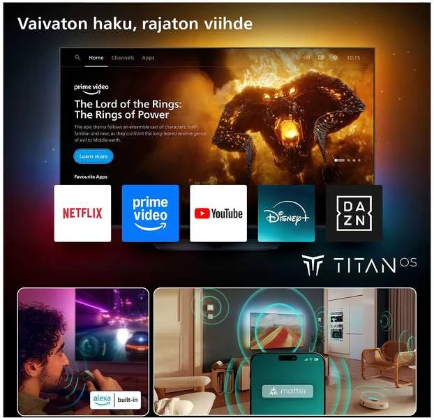 „Philips 55MLED910/12“ 139 cm 55 colių 4K miniLED „Ambilight“ išmanusis televizorius