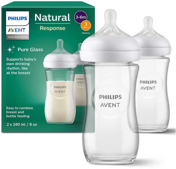 PHILIPS AVENT STIKLINIS 2 VNT. BUTELIUKŲ RINKINYS NAUJAGIMIUI NATURAL RESPONSE SCY933