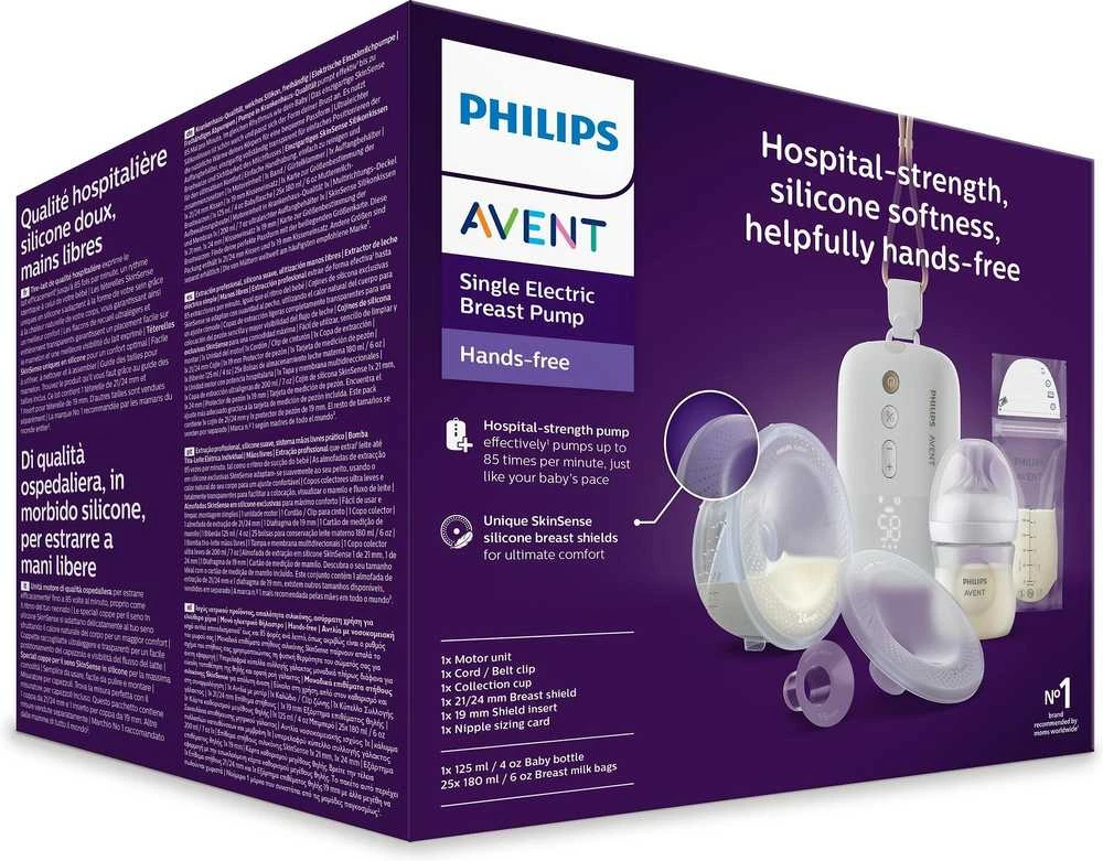 Philips Avent SCF543/11 Hands-free rintapumppu yhdellä keruukupilla + tuttipullo 125ml + 25 rintamaitopussia
