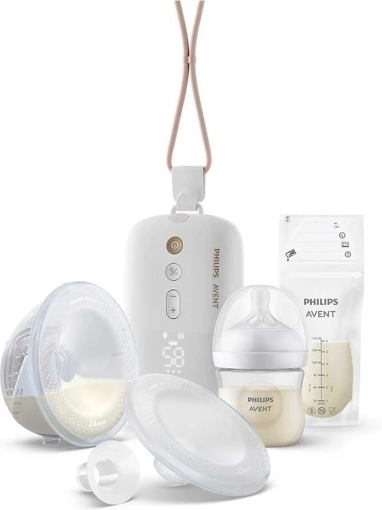 Philips Avent SCF543/11 Hands-free rintapumppu yhdellä keruukupilla + tuttipullo 125ml + 25 rintamaitopussia