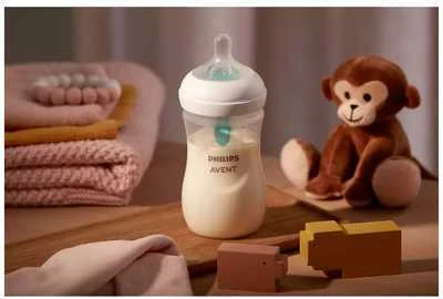 „Philips Avent“ – kūdikio buteliukas su „AirFree“ ventiliacijos anga – 125 ml, lėtos tėkmės čiulptukas, 0–3 mėn., 1 buteliukas