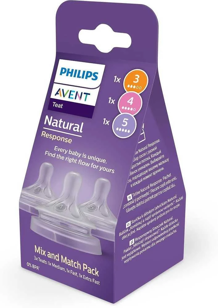 Philips Avent SCY960/03 Natural Response pullotuttilajitelma, virtausnopeudet 3 (1 kk+), 4 (3kk+), 5 (6kk+)