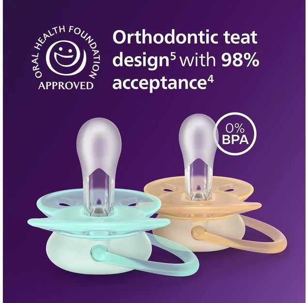 Philips Avent Ultra Soft tutti, 0–6 kk, 4 kpl, vaaleankeltainen/turkoosi