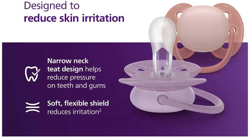„Philips Avent“ čiulptukas „Ultra Soft“, 6–18 mėn., violetinės ir rožinės spalvos