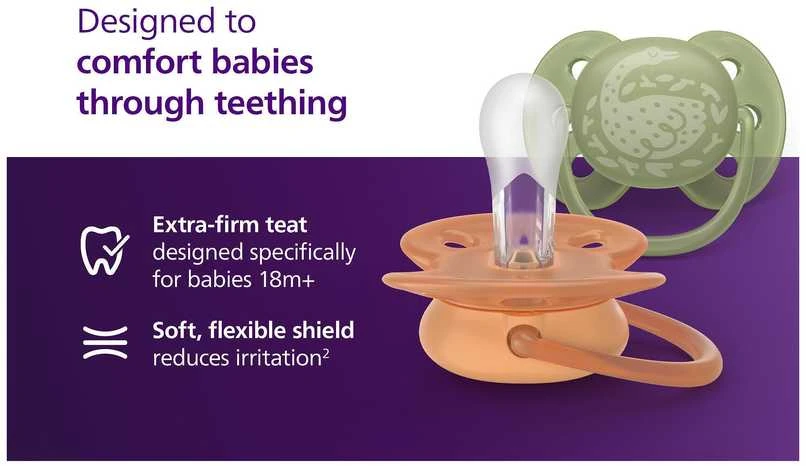 Philips Avent Ultra Soft tutti, yli 18 kk, 4 kpl, vihreä/oranssi