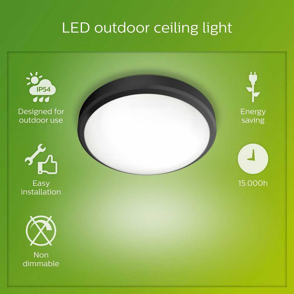 Lubinis šviestuvas Šviestuvas Philips Doris 929003190901, 6W, LED, IP54, juodas