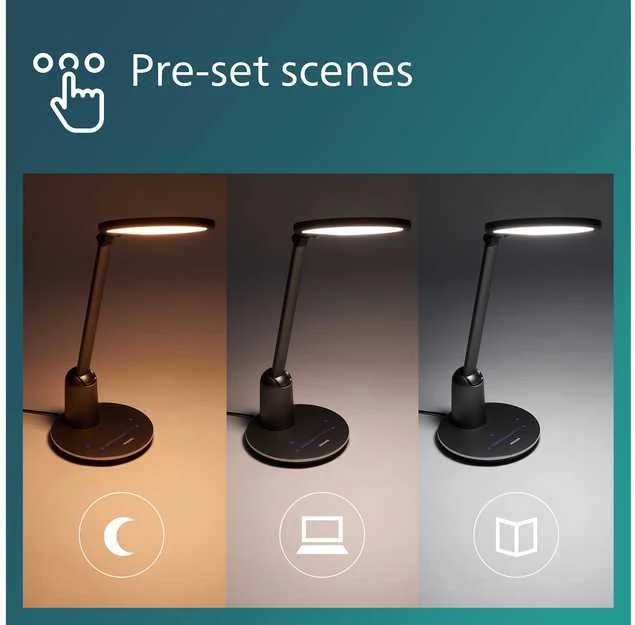 Philips LED Schreibtischleuchte Einstein 15W, 2800K-5100K, baltas