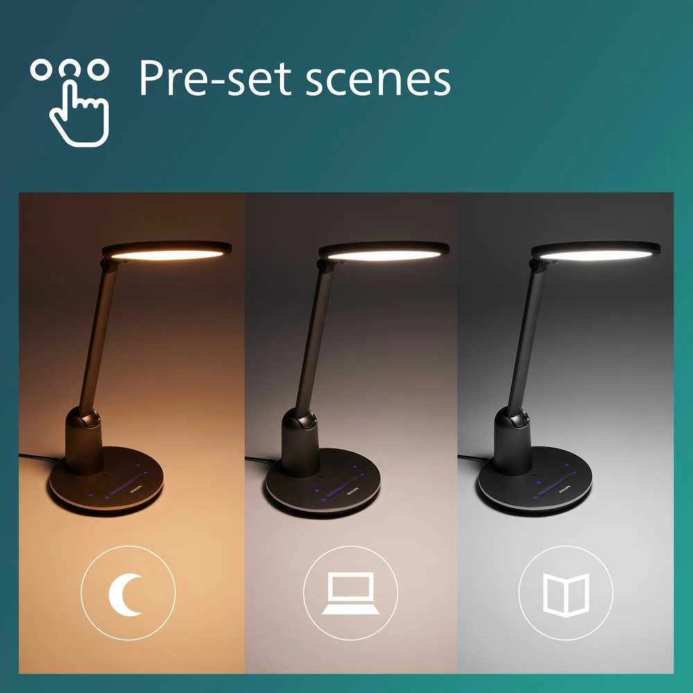 Philips LED Schreibtischleuchte Einstein 15W, 2800K-5100K, baltas