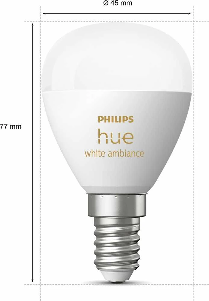 „Signify Philips Hue Baltas Amb. E14“ lašelinė lemputė, 470 lm, viena pakuotė